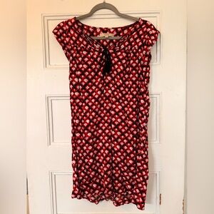 LOFT Vibrant Red and Black Floral Dress